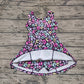 Preorder Baby Girl Sleeveless Colorful Leopard Yoga Active Wear Skort Knee Length Dress ( No moq )