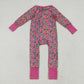 Baby Girl Toddler Long Sleeves Leopard Pink Zipper Romper RTS