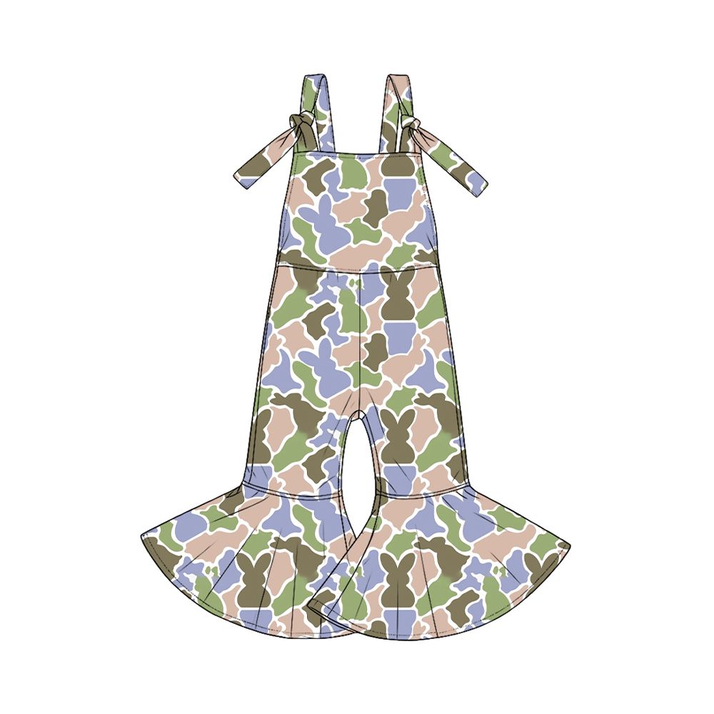 ( Moq 5 ) Preorder Baby Girls Kids Easter Rabbits Overalls Jumpsuit Camo Clothes