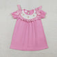 Baby Girls Short Sleeves Embroidery Smocked Floral Crosses Easter Pink Knee Length Dress RTS