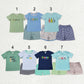 Sibling Baby Boys Kids Short Sleeves Embroidery Fishing Shirts Shorts Clothes Sets RTS