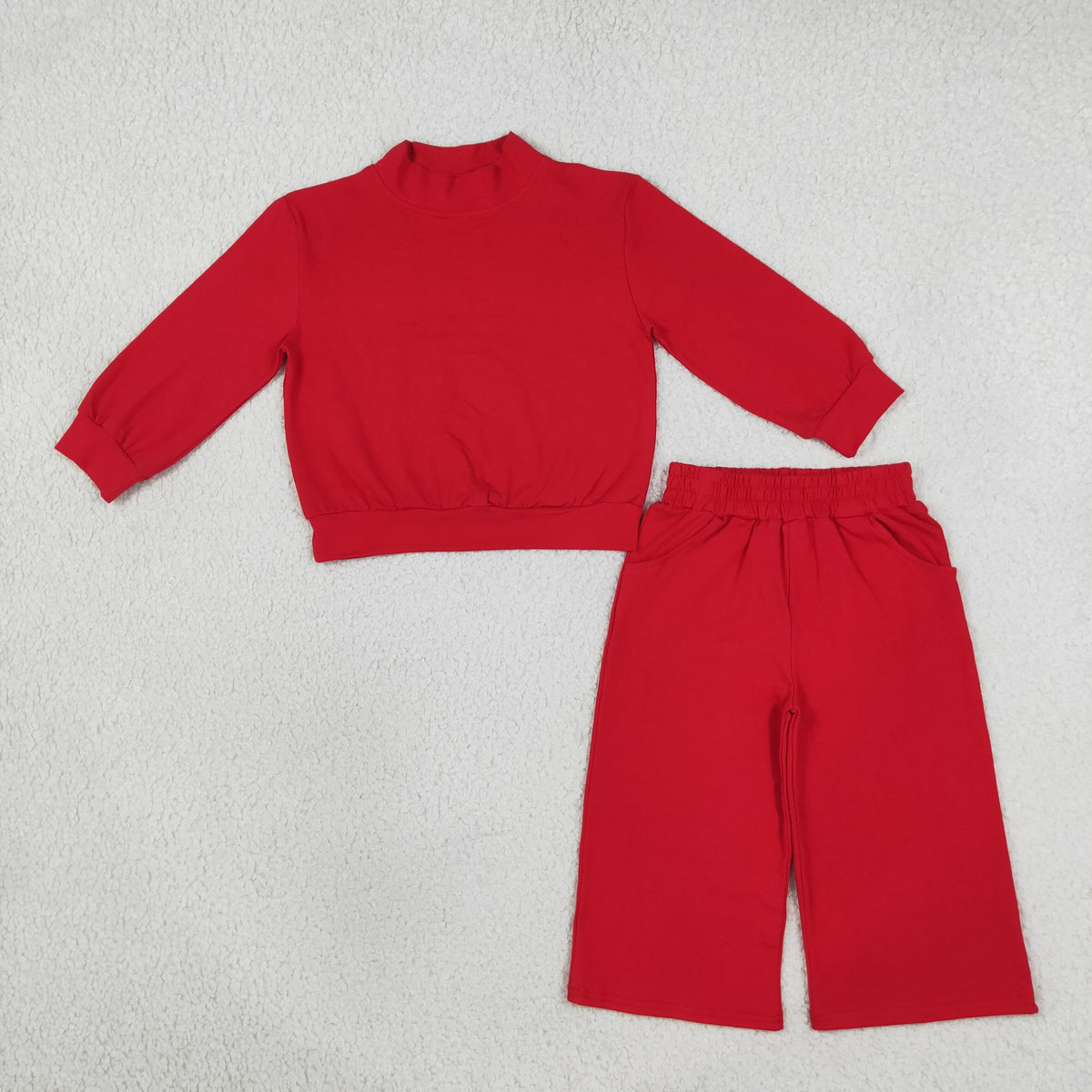 Baby Girl Kids Long Sleeves Red Shirt Pockets Pants Cotton Set Clothes RTS