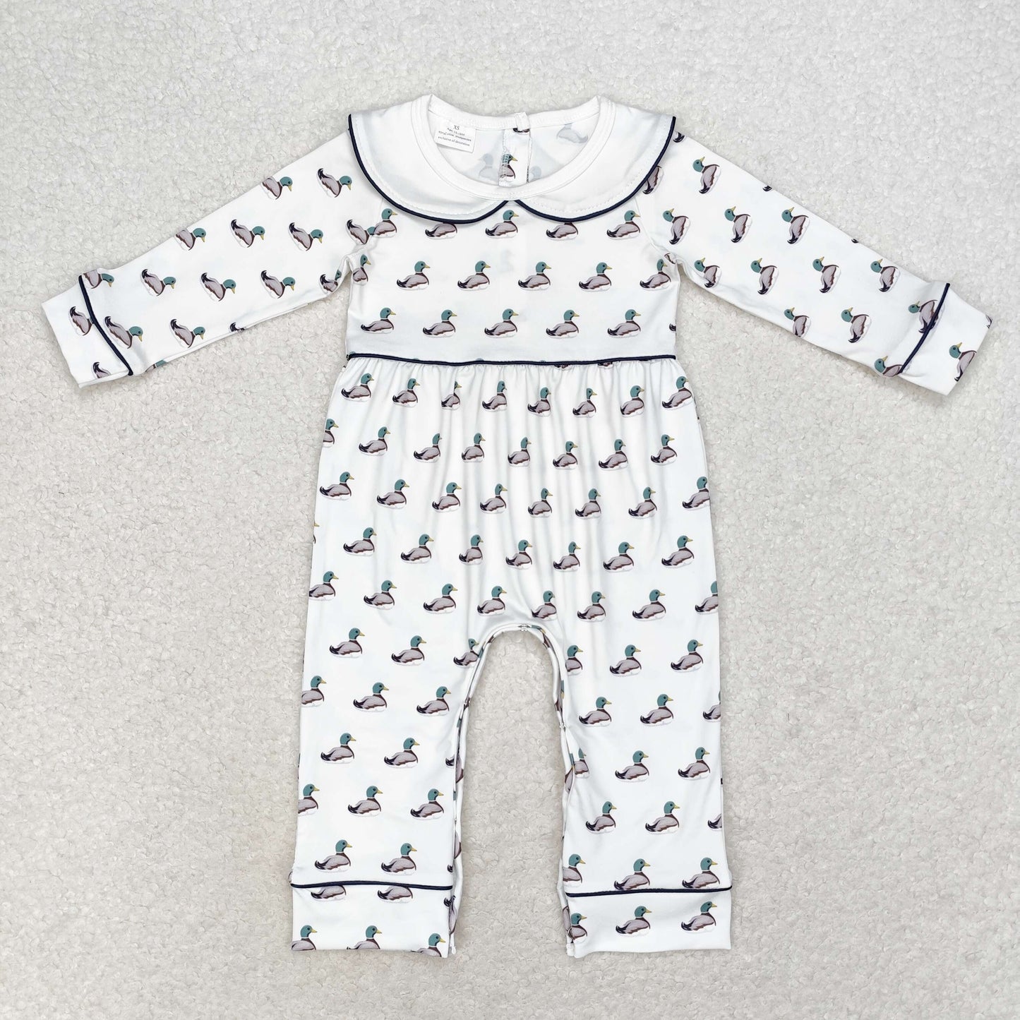 RTS Baby Kids Long Sleeves Ducks Pants Buttons Romper