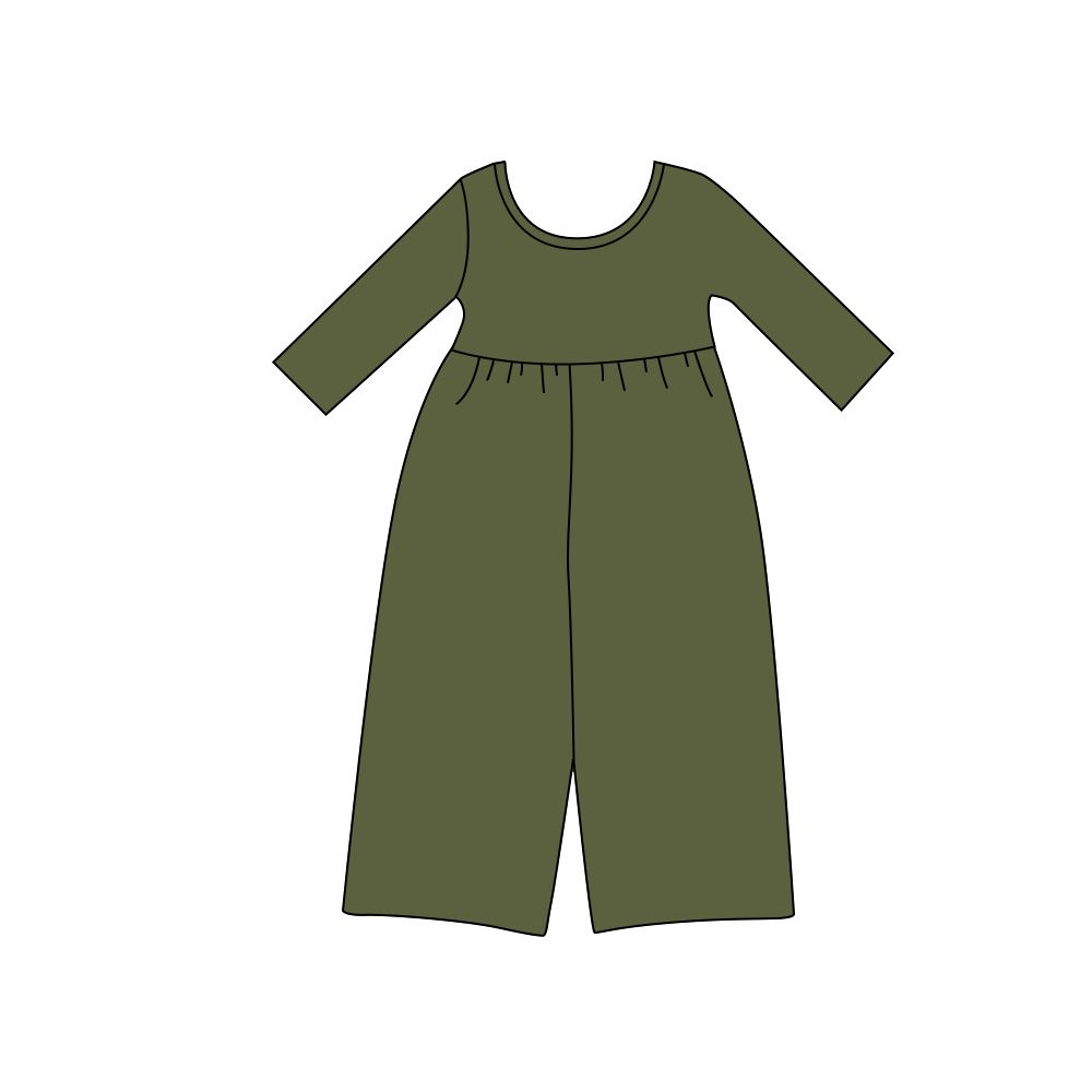 ( Moq 5 ) Preorder Baby Girls Kids Long Sleeves Pants Cotton Jumpsuit Green Clothes