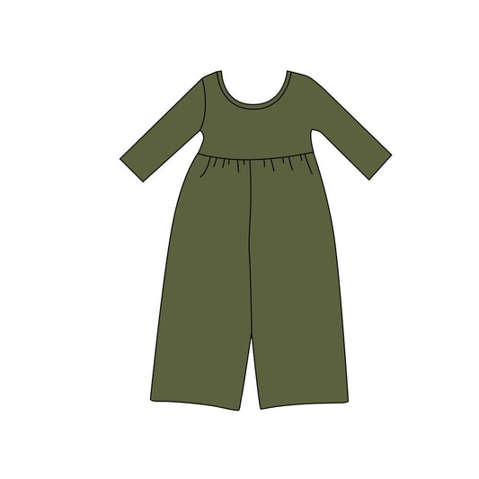 ( Moq 5 ) Preorder Baby Girls Kids Long Sleeves Pants Cotton Jumpsuit Green Clothes