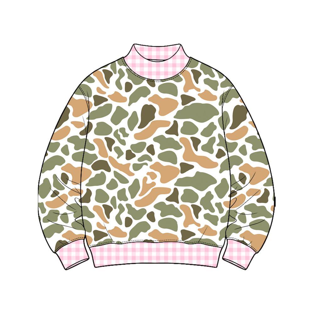 ( Moq 5 ) Preorder Baby Girls Toddler Long Sleeves Pink Plaid Shirt Tops Camo Clothes