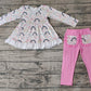 Baby Girl Long Sleeves Rainbow Hearts Tunic Pink Cotton Pants Valentine Set