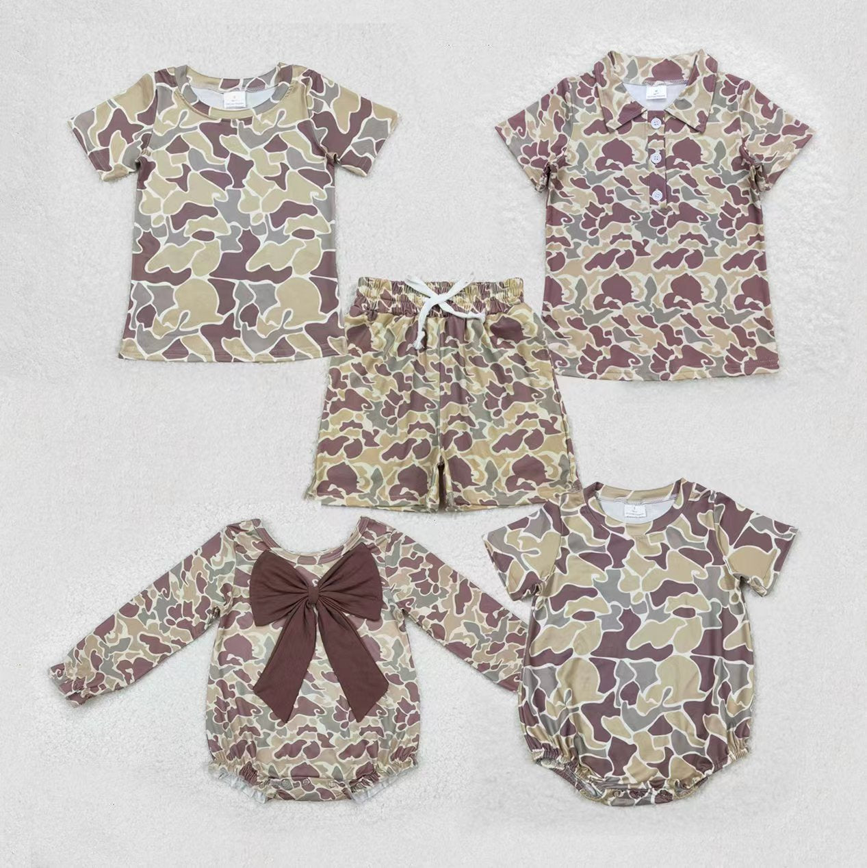 Sibling Baby Boys Girls kids Camo Print Rompers Shirts Clothes RTS