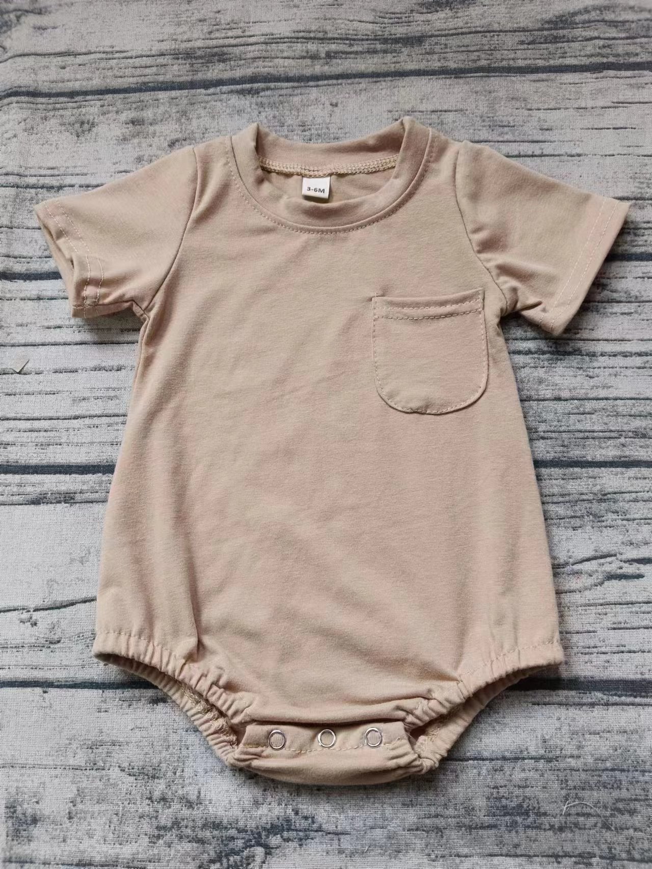 Moq 5 Baby Boy Cotton Light Brown Bubble One Piece Romper