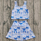 Baby Girl Sleeveless Blue Bows Vest Tops Skort Yoga Active Set RTS