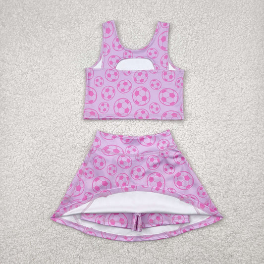 Baby Girl Football Athletic Active Wear Tops Shorts Skirt Clothes Set