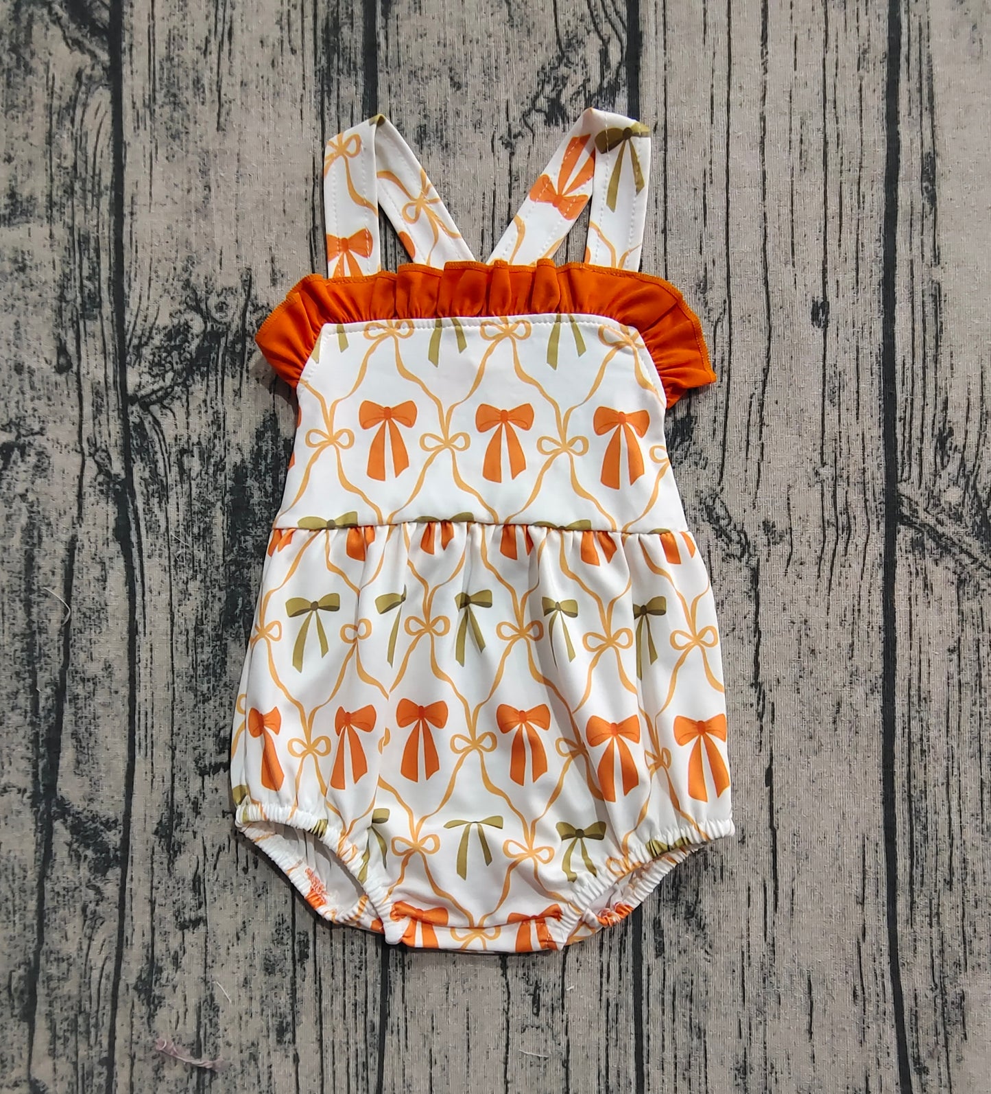 Baby Girl Sleeveless Bows Ruffle Bubble Romper RTS