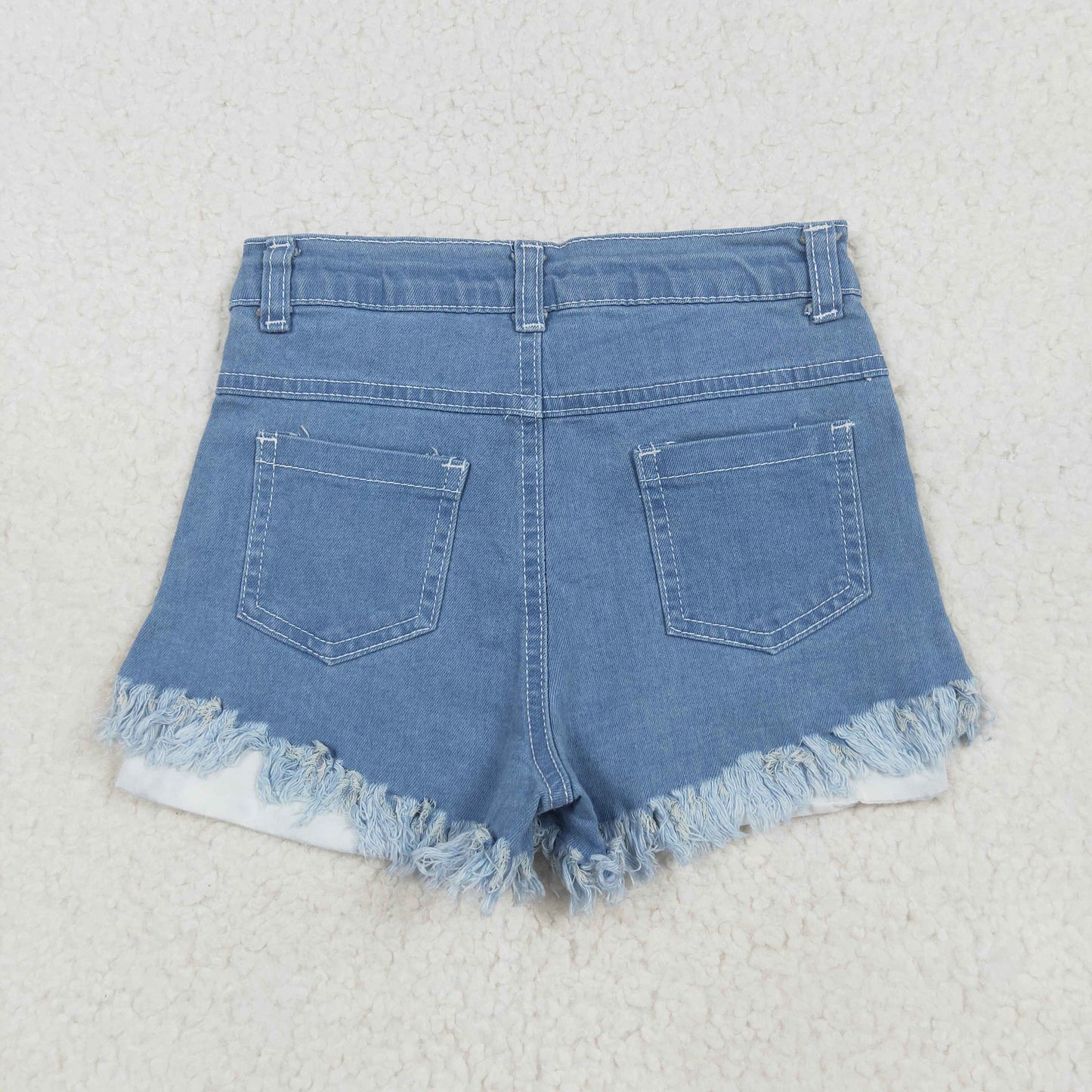 NC0003 Summer July 4th Baby Girl Star Stripe Denim Shorts