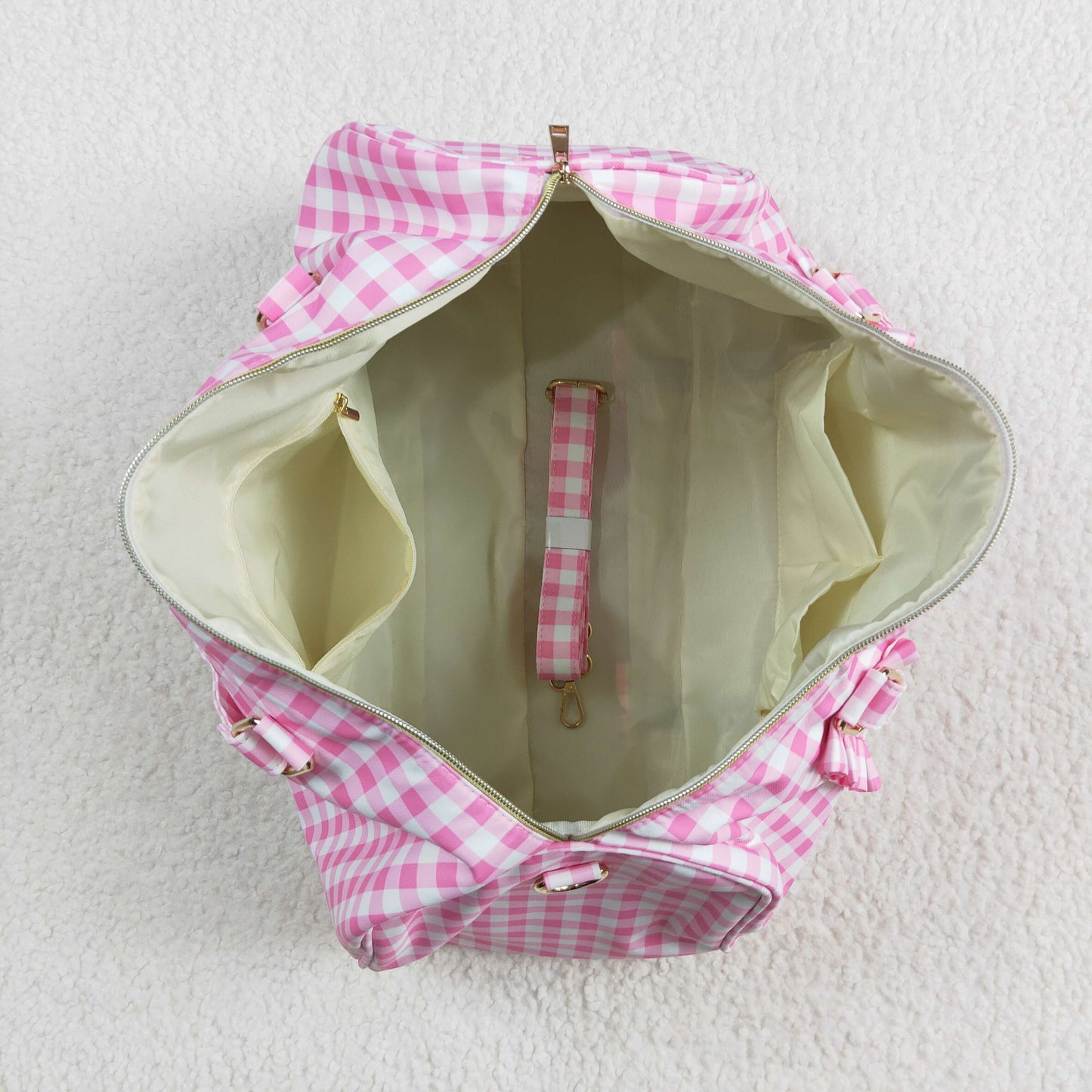 Baby Girl Kids Adult Pink Plaid Travel Package Ruffle Gym Bags RTS