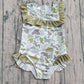 Baby Girls Kids Short Sleeves Ducks Camo Green Ruffle One-piece Swimsuit RTS