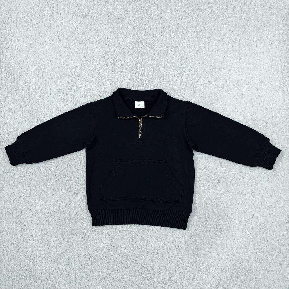 Baby Toddler Kids Long Sleeves Black Pullover Zipper Pocket Shirt Sweatshirt Cotton Clothes RTS