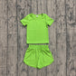 Baby Girls Kids Short Sleeves Green Shirt Skirt Shorts Yoga Active Set Clothes RTS