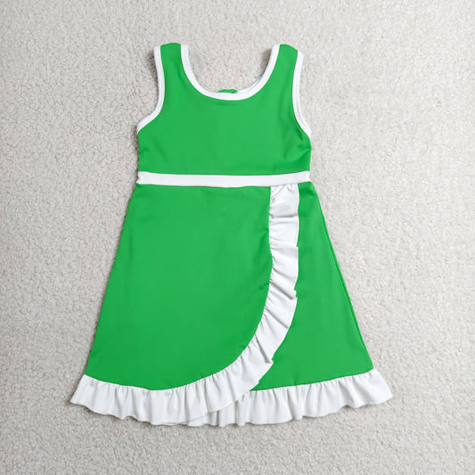 Baby Girls Kids Sleeveless Shorts Scallop Green Dress Yoga Active Clothes RTS
