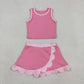Baby Girls Kids Shirt Scallop Skirt Shorts Yoga Active Pink Set Clothes RTS