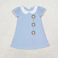 Baby Girl Short Sleeves Embroidery Pumpkin Blue Dress