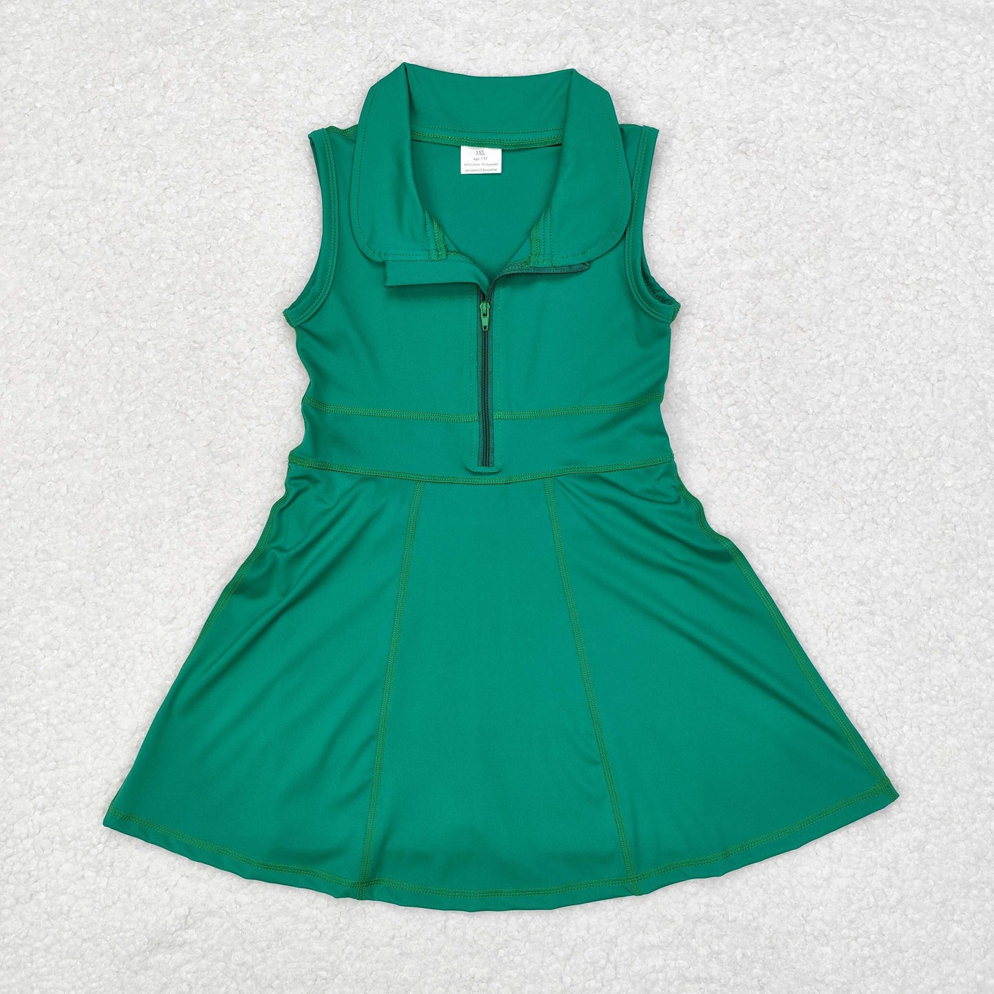 Baby Girl Sleeveless Green Sports Yoga Dress With Shorts