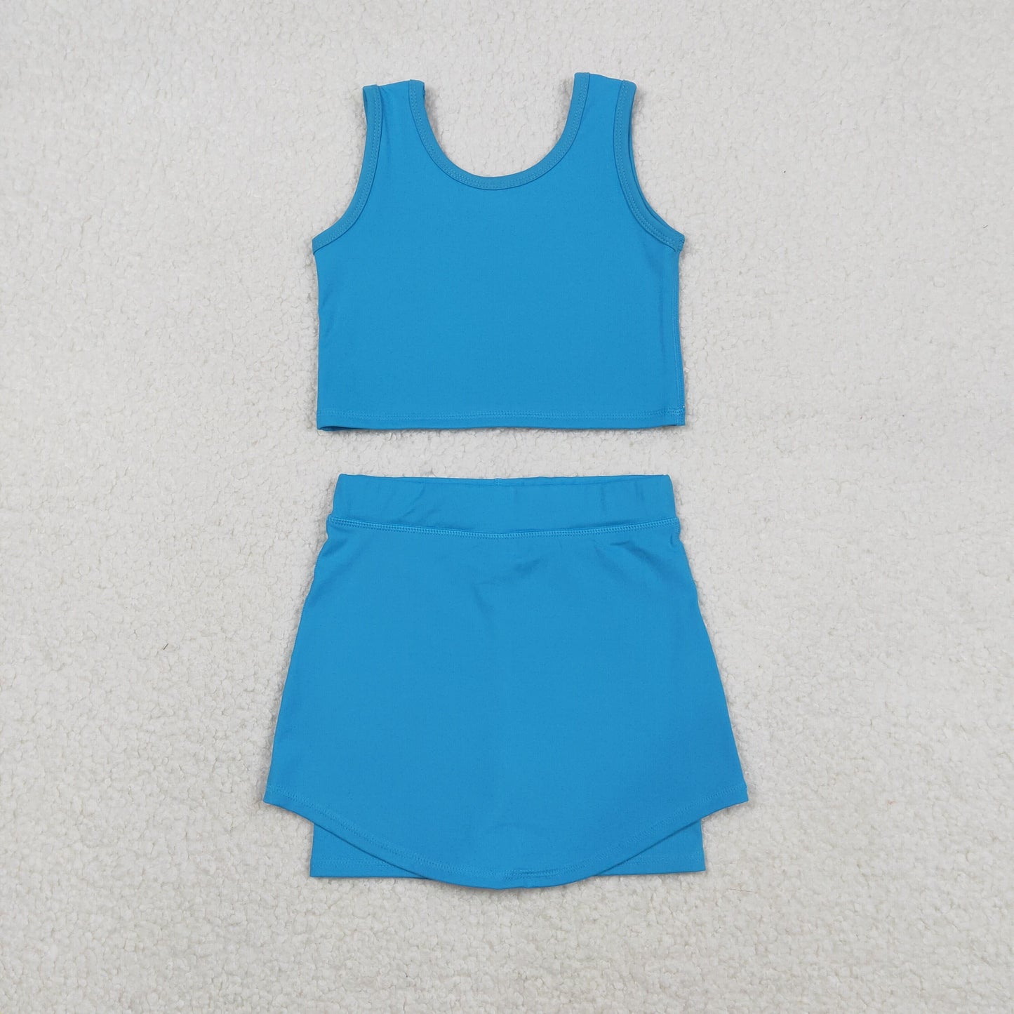 Baby Girl Sleeveless Blue Vest Tops Shorts Skirt Skort Yoga Active Set RTS