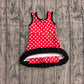 ( No moq ) Preorder Baby Girls Kids Sleeveless Shorts Dots Red Dress Yoga Active Scallop Clothes