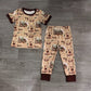 Baby Boys Kids Short Sleeves Deer turkey Shirt Pants Pajamas Hunting Set RTS