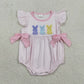Baby Girls Infant Short Sleeves Rabbits Bows Easter Pink Plaid Bubble Romper RTS