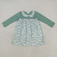 Baby Girl Green Long Sleeves Flower Knee Length Dress RTS