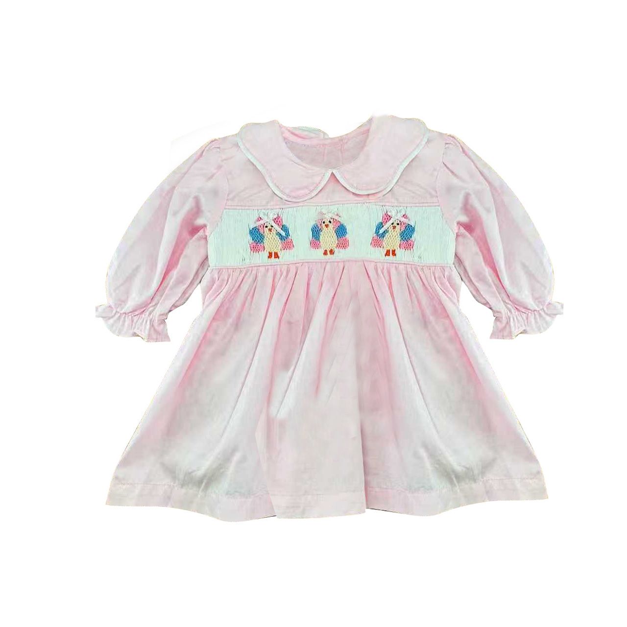 ( Moq 5 ) Preorder Baby Girls Kids turkey Bows Pink Knee Length Fall Dress Clothes