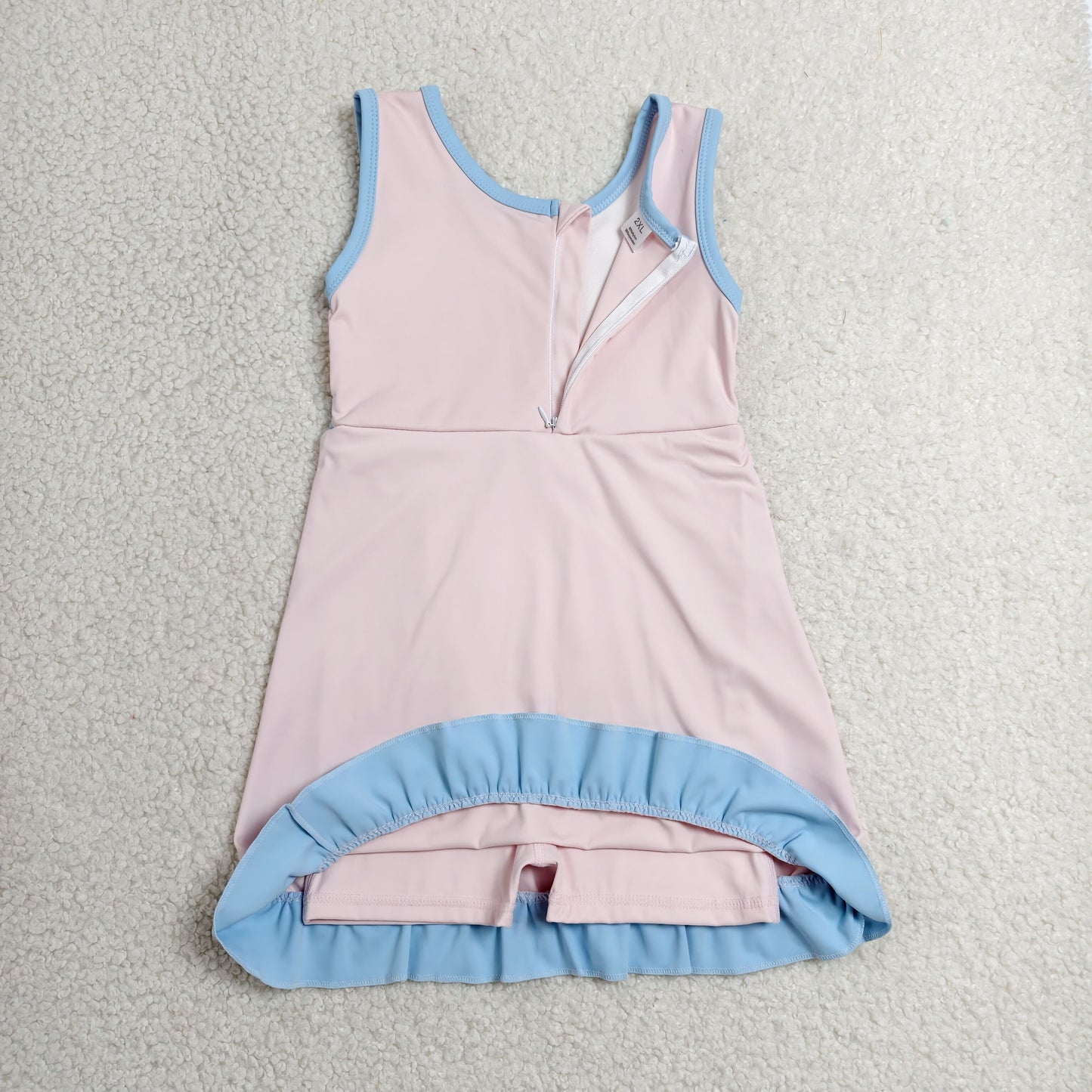 Baby Girls Kids Sleeveless Shorts Knee Length Pink Dress Yoga Active Scallop Clothes RTS
