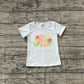 Baby Girls Short Sleeves Flower Rabbit Easter Blue Shirt Tops RTS