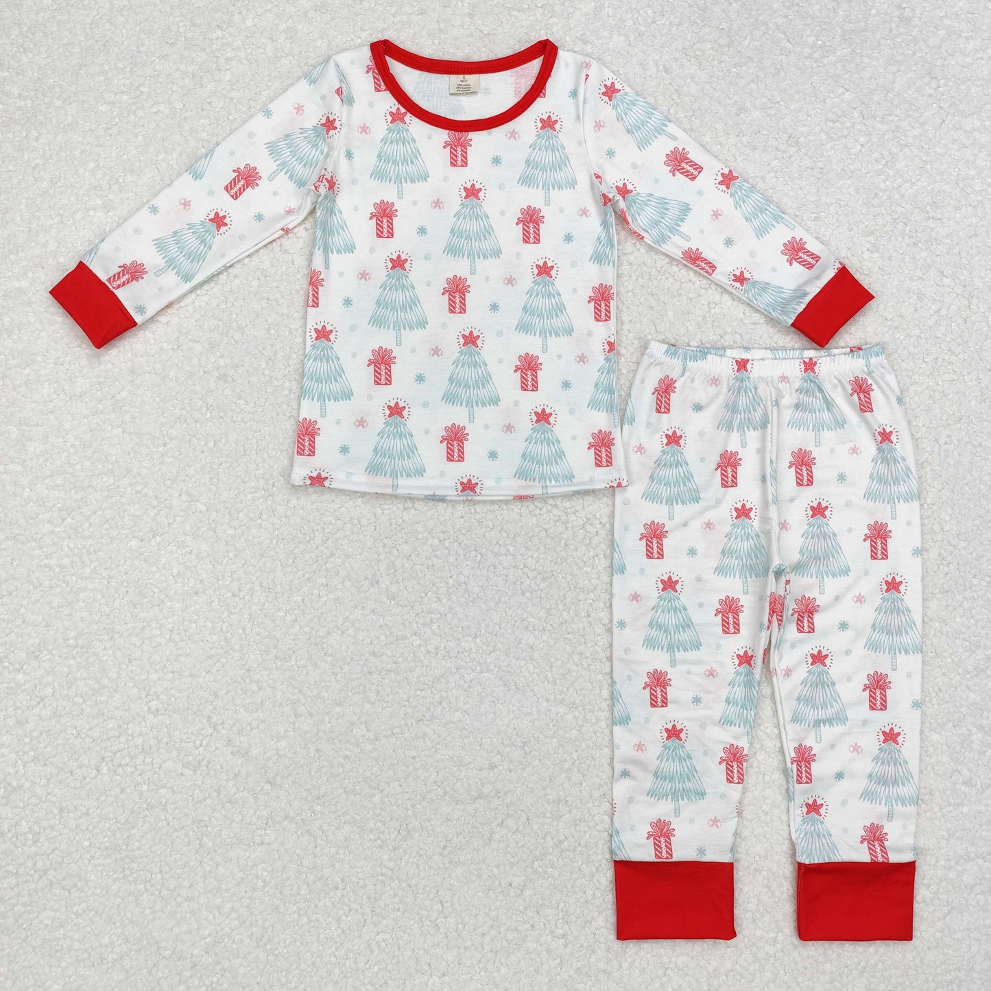 Baby Boy Long Sleeves Christmas Tree Shirt Pants Pajamas Bamboo Set