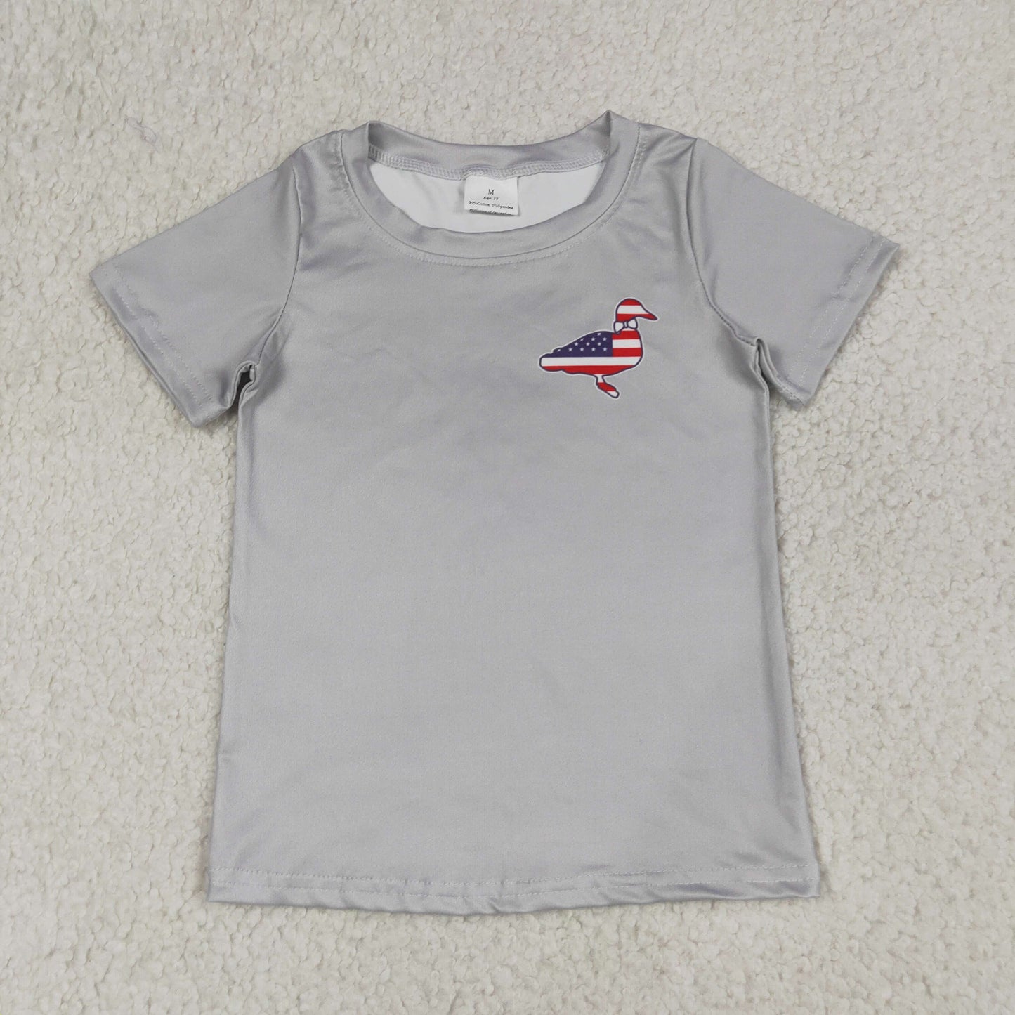 Baby Boy Short Sleeves Grey July 4th Ducks Tee T-Shirt Tops RTS