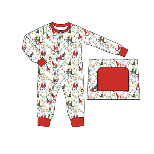 Baby Boy Christmas Light Long Sleeves Zipper Romper