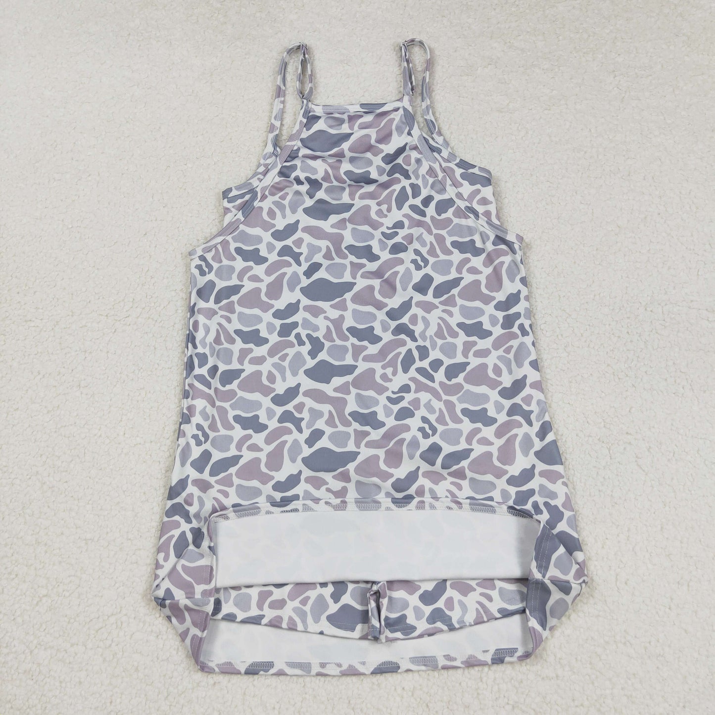 Baby Girl Adult Women Straps Grey Camo Pockets Yoga Active Sibling Family Mommy And Me Summer Dress RTS