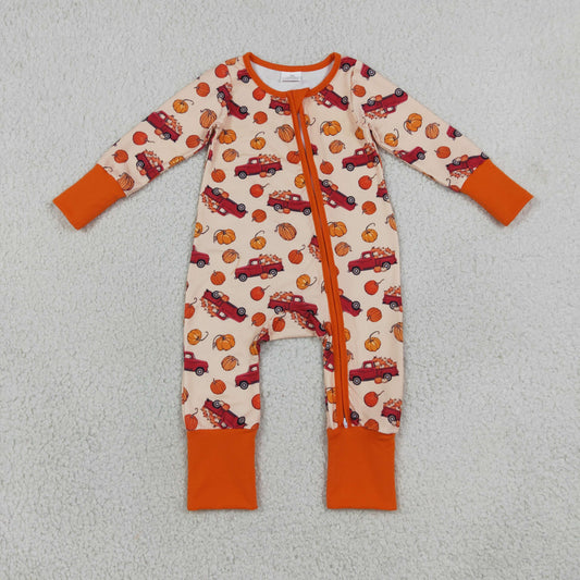 Sibling Baby Boys Boys Kids Long Sleeves Pumpkins Trucks Romper Sets Pajamas Blankets Thanksgiving Clothes RTS