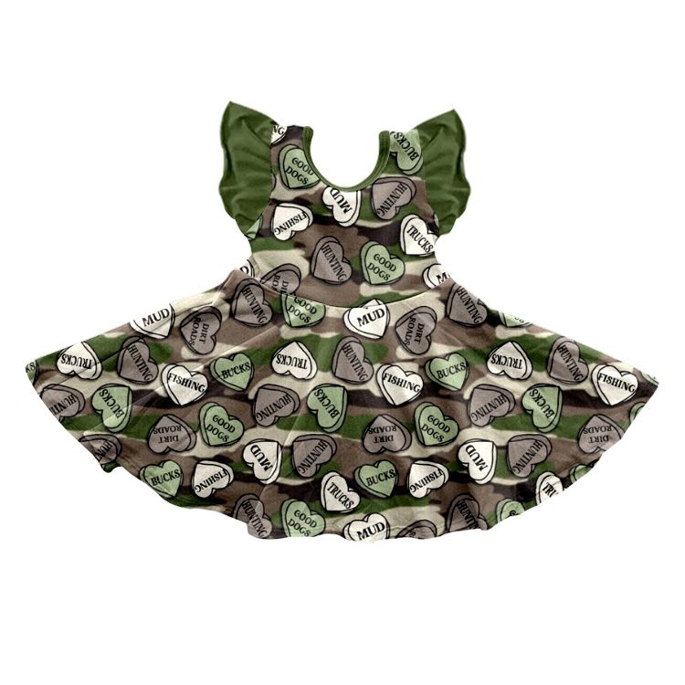 Moq 3 Pre-order  GSD0780 Baby Girl Camo Hearts Dress