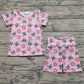 Baby Girl Short Sleeves Butterfly Stars Shirt Shorts Clothes Pink Set RTS