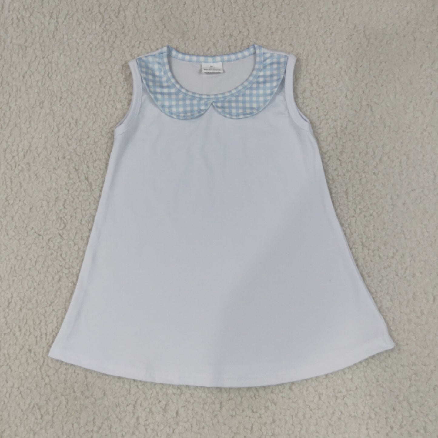 Baby Girls Kids Sleeveless Blue Plaid Tops Clothes RTS
