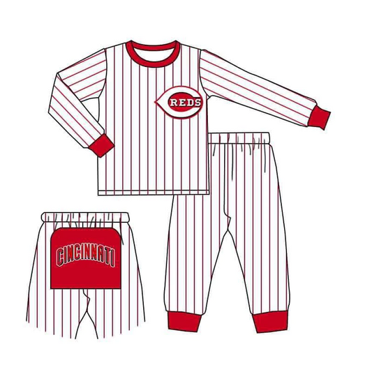 Baby Boy Team Red Stripes Long Sleeves Pants Pajamas Set