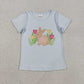 Sibling Baby Kids Short Sleeves Rabbits Eggs Cross Flower Easter Shirts Tops RTS