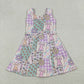 Baby Girls Kids Sleeveless Rabbits Flower Hearts Easter Yoga Knee Length Shorts Dress RTS