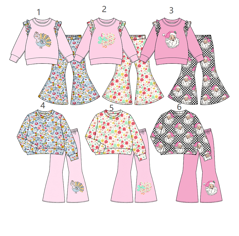 ( Moq 5 Each Style ) Sibling Baby Girls Kids Long Sleeves Shirts Bell Pants Sibling Sets Clothes
