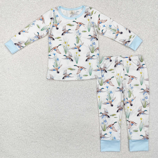 Baby Boy Long Sleeves Ducks Shirt Pants Pajamas Hunting Clothes Bamboo Set