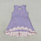 Baby Girls Kids Sleeveless Bows Yoga Shorts Ruffle Knee Length Purple Dress RTS