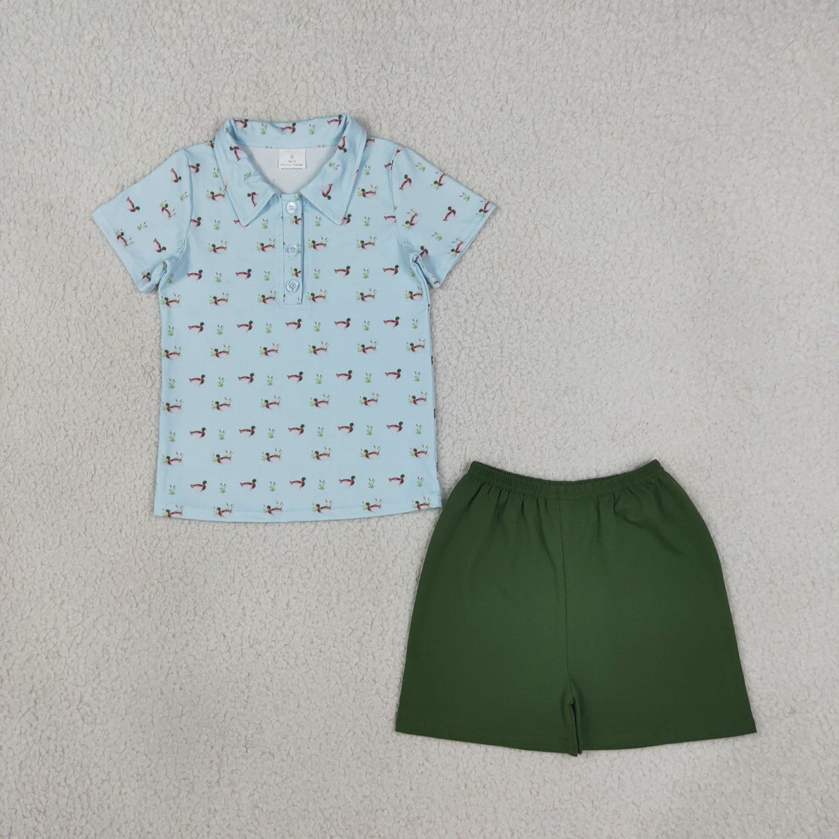 Baby Boys Kids Short Sleeves Ducks Shirt Green Shorts Summer Set RTS