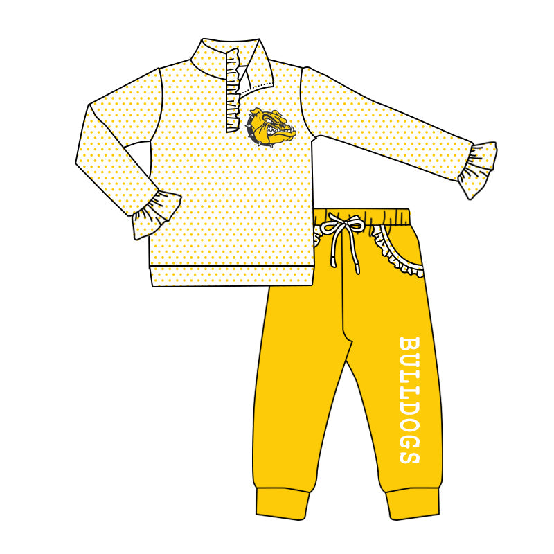 Baby Girl Long Sleeves Shirt Yellow Pocket Pants Team Clothes Set