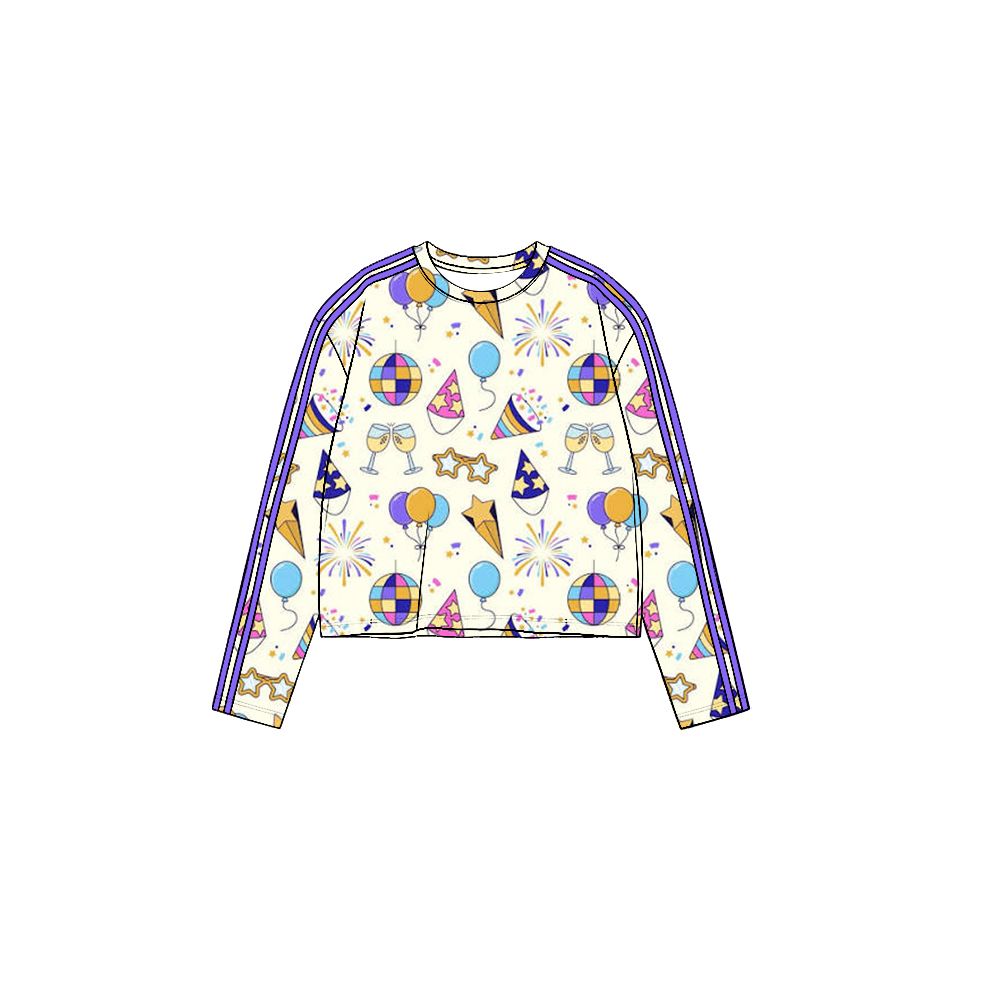 ( Moq 5 ) Preorder Baby Girls Toddler Balloons Happy New Year Shirt Tops Yoga Active Clothes